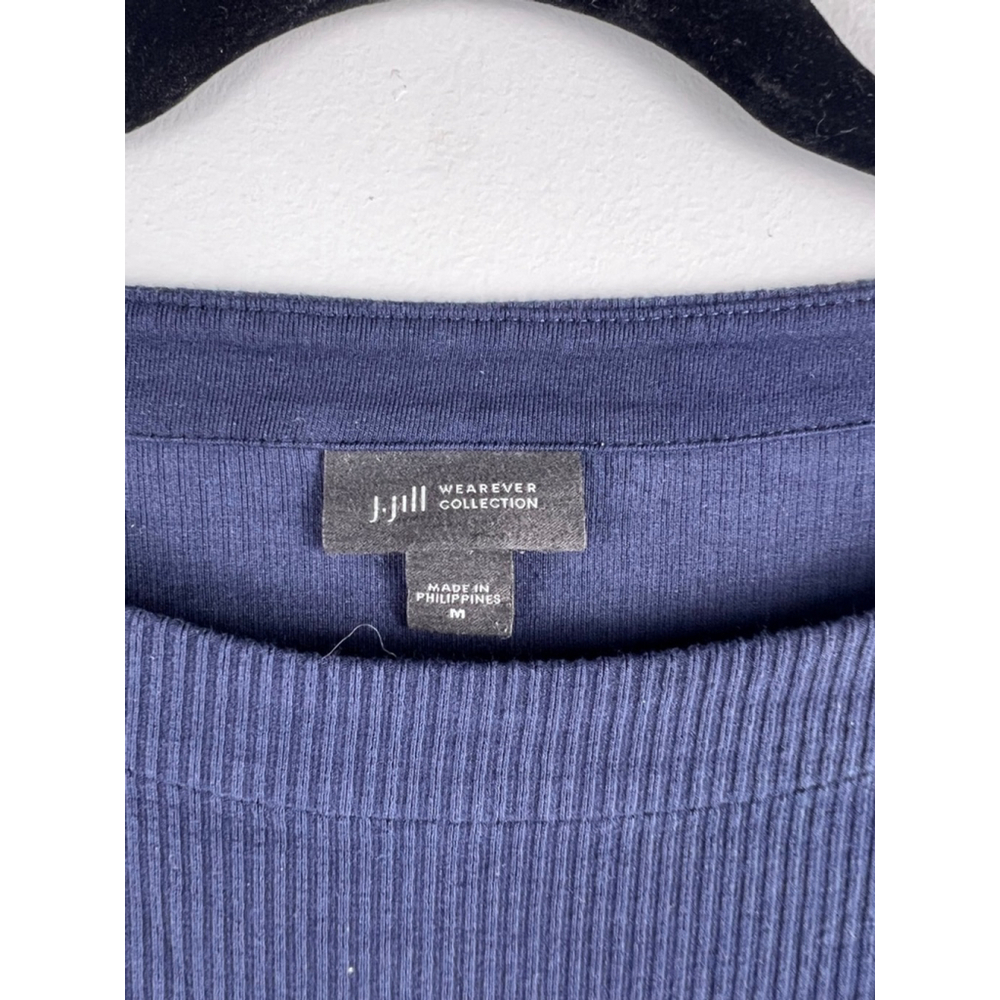 J. Jill Wearever Collection Ribbed Knit Top Navy Blue Size Medium - Picture 2 of 5